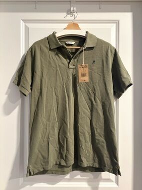 Scalpers Men's Olive Green/Khaki Polo Shirt - Classic Short Sleeve
